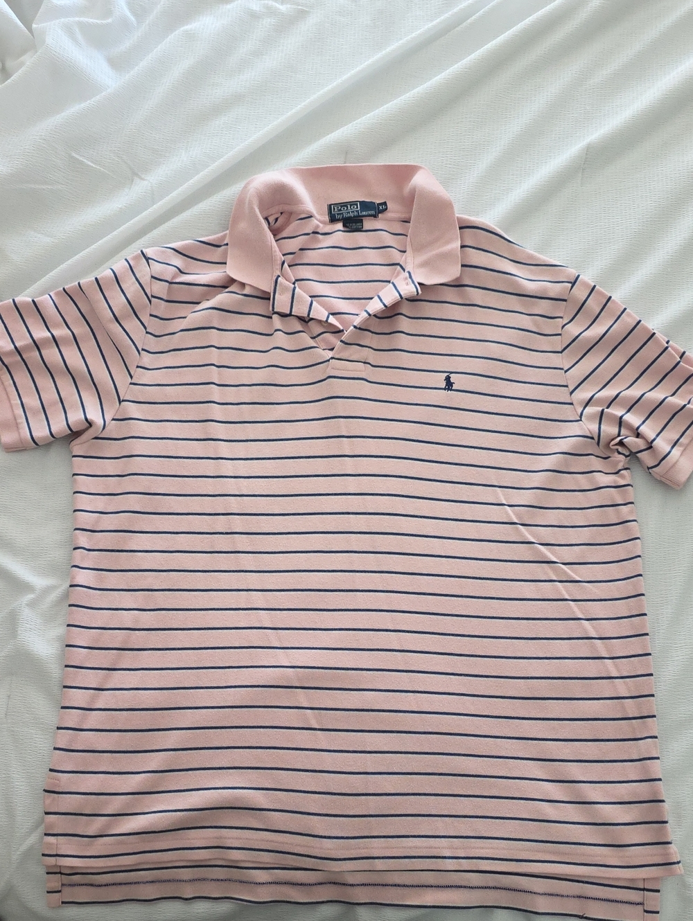 Polo by Ralph Lauren Light Pink Polo with Navy Stripes